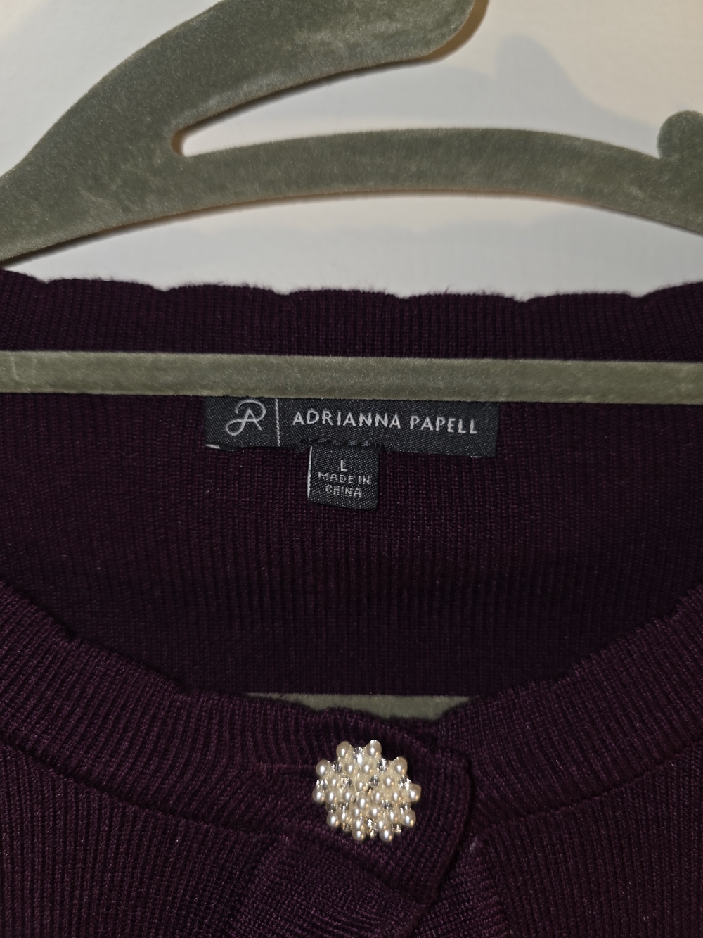Adrianna Papell Plum Purple Crewneck Cardigan - Picture 3 of 3